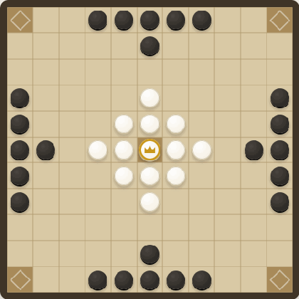 Hnefatafl: the king escapes to a corner