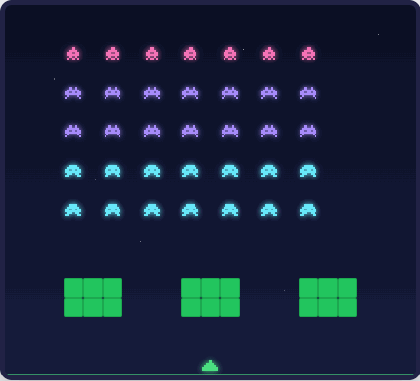 Invaders: a wave shot down